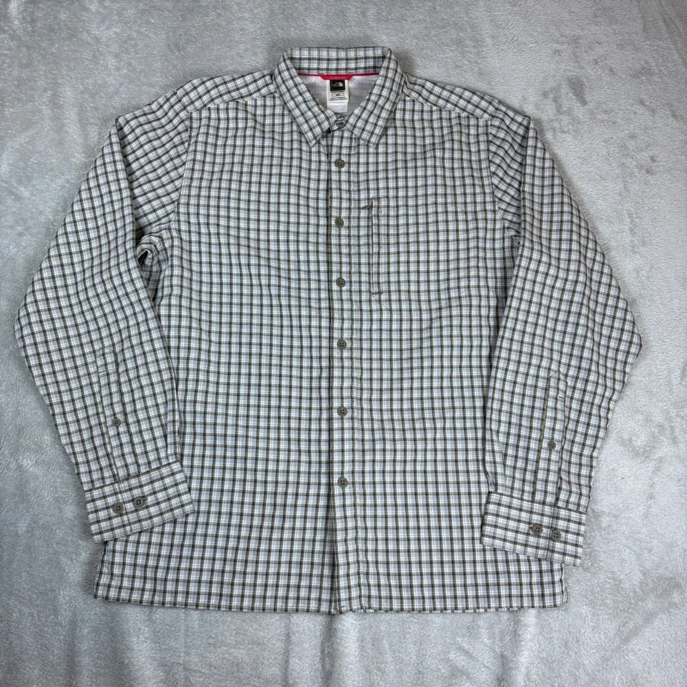 The North Face Shirts Mens M Plaid Long Sleeve Hiking Button Down Brown White